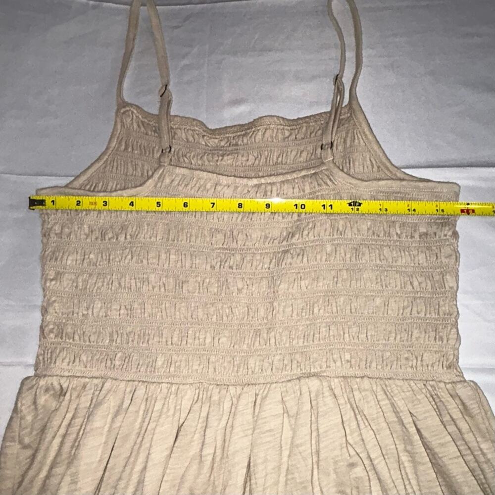 GAP Forever Soft Tan/Beige Mini Dress Sz Large NWT Smocked Top Adjustable Straps - Picture 7 of 8